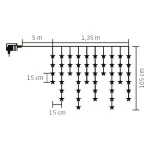 Home KAF 50L/WW LED-es csillag fényfüggöny, 1,35 m / 50 db melegfehér LED csillag figurákban, átlátszó vezeték, hálózati adapter, beltéri kivitel, KAF_50L_WW
