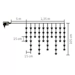 Home KAF 50L/WW LED-es csillag fényfüggöny, 1,35 m / 50 db melegfehér LED csillag figurákban, átlátszó vezeték, hálózati adapter, beltéri kivitel, KAF_50L_WW