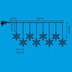 Home KAF 8/F LED-es hókristály fényfüggöny, 0,9 m / 8 db melegfehér LED akril hókristályban, átlátszó vezeték, hálózati adapter, kül- és beltéri kivitel, KAF_8_F