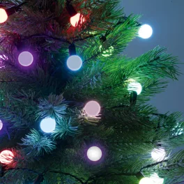   Home KBC 50 LED-es gömb fényfüzér, 4,9 m / 50 db színváltó LED, opál gömb dekoráció, fekete vezeték, hálózati adapter, beltéri kivitel, KBC_50