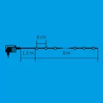 Home KII 100B/M LED-es gömb fényfüzér, 8 m / 100 db színes LED, állófényű, zöld vezeték, hálózati adapter, beltéri kivitel, KII_100B_M