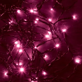   Home KII 100/P LED-es fényfüzér, 8 m / 100 db pink LED, állófényű, zöld vezeték, hálózati adapter, beltéri kivitel, KII_100_P
