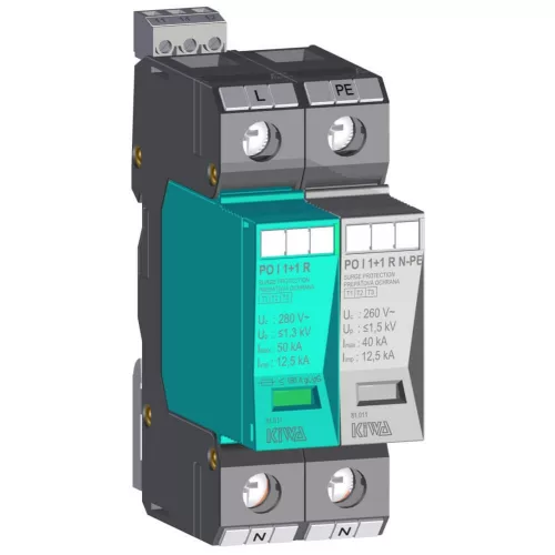KIWA PO I 1+1 R 280V túlfeszültség levezető távjelzős 12,5kA T1+T2 (B+C) 81.011