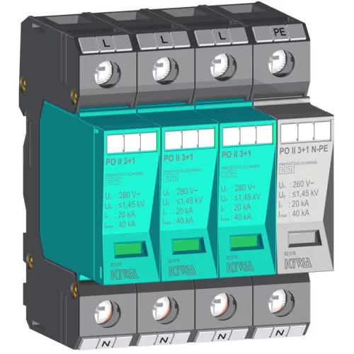 KIWA PO II 3+1 280V túlfeszültség levezető 20kA T2 (C) 82.018