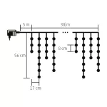 Home KKF 908/WH LED-es fényfüggöny, 30 m / 900 db hidegfehér LED, 8 fényprogram, fehér vezeték, hálózati adapter, kül- és beltéri kivitel, KKF_908_WH