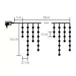 Home KKF 908/WW LED-es fényfüggöny, 30 m / 900 db melegfehér LED, 8 fényprogram, fehér vezeték, hálózati adapter, kül- és beltéri kivitel