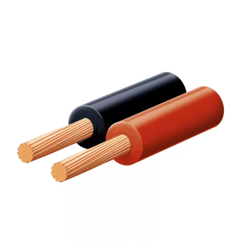 SAL KLS 0,35 hangszóróvezeték, piros-fekete, 2 x 0,35 mm2, 0,15 mm elemi szál, 100 m/ tekercs, KLS_0_35