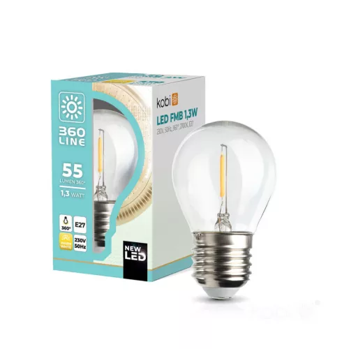E27 LED-fényforrás, 1 W, filament, Meleg fehér WW K lm, KOBI-001145 SpectrumLED