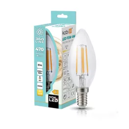   E14 LED-fényforrás, 4 W, filament, Meleg fehér WW 3000K 470lm, KOBI-001149 KOBI