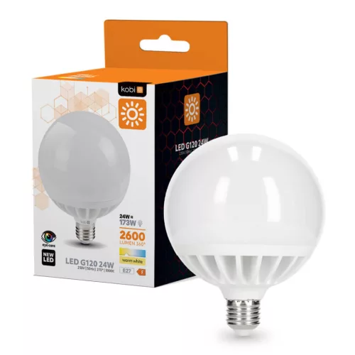 E27 LED-fényforrás, 24 W, Meleg fehér WW K lm, KOBI-001150 SpectrumLED