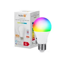  E27 LED-fényforrás, 10 W, WiFi, RGB, Meleg fehér  K 806lm, KOBI-001193 KOBI