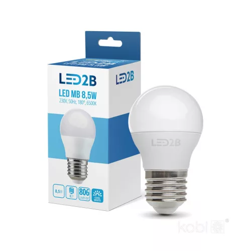E27 LED-fényforrás, 9 W, Hideg fehér CW 6500K 806lm, KOBI-001294 KOBI