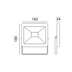 MH LED-reflektor, 120°, IP65, 20 W, Meleg fehér, fekete KOBI-001647 KOBI