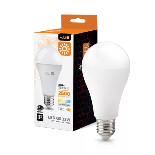 E27 LED-fényforrás, 22 W, Természetes fehér NW 4000K lm, KOBI-004299 SpectrumLED