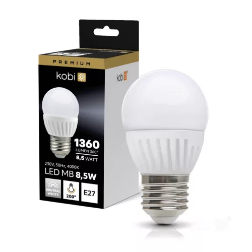 E27 LED-fényforrás, 8.5 W, Természetes fehér NW 4000K 1360lm, KOBI-004462 KOBI