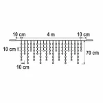HOME KSFW200WH sorolható fényfüggöny, 4 méter, 200db hidegfehér LED, fehér vezeték, kül- és beltéri kivitel