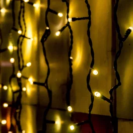   Home KSF 204/WW LED-es fényfüggöny, 2x2 m / 204 db melegfehér LED, állófényű, fekete vezeték, sorolható, kül- és beltéri kivitel, KSF_204_WW