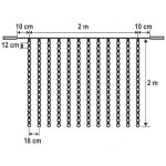 Home KSF 204/WW LED-es fényfüggöny, 2x2 m / 204 db melegfehér LED, állófényű, fekete vezeték, sorolható, kül- és beltéri kivitel, KSF_204_WW