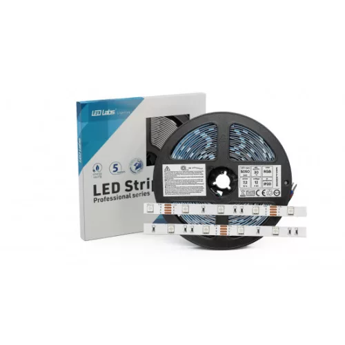 LED-szalag, SMD 5050, 30 LED/m, 24 V, 7,2 W/m, IP20, RGB, 5 év garancia, kiszerelés (5 méter)