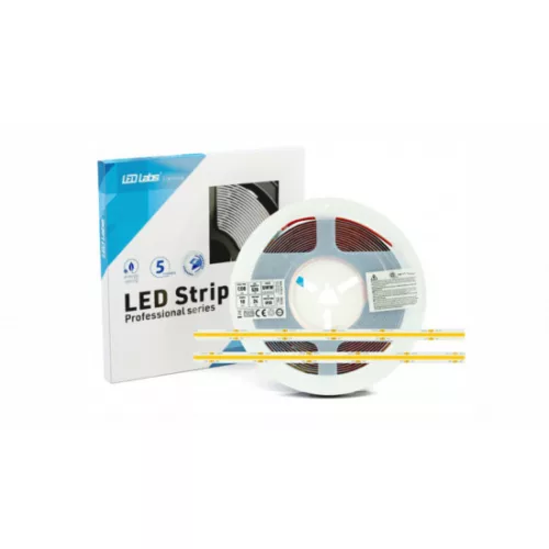 LED-szalag, COB, 528 LED/m, 24 V, 10 W/m, IP20, meleg fehér, 5 év garancia, kiszerelés (5 méter)