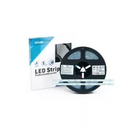   LED-szalag, SMD 2835, 70 LED/m, 24 V, 6 W/m, IP65, meleg fehér, 3 év garancia, kiszerelés (5 méter)