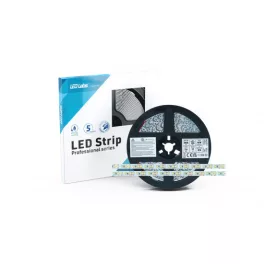   LED-szalag, SMD 2835, 120 LED/m, 12 V, 9,6 W/m, IP20, meleg fehér, 5 év garancia, kiszerelés (5 méter)