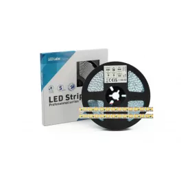   LED-szalag, SMD 2835, 200 LED/m, 24 V, 10 W/m, IP20, meleg fehér, 5 év garancia, kiszerelés (5 méter)