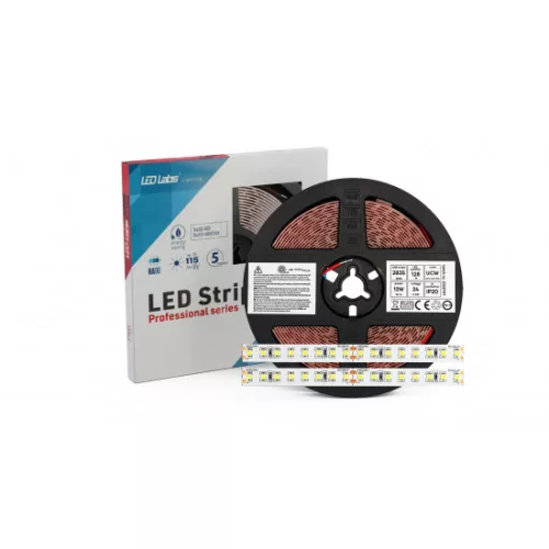 LED-szalag, SMD 2835, 128 LED/m, 24 V, 12 W/m, IP20, természetes fehér, 7 év garancia, kiszerelés (5 méter)