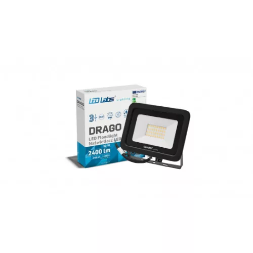 DRAGO LED-reflektor, 90°, IP65, 30 W, Természetes fehér, fekete LAB-17-0000-09 LED Labs
