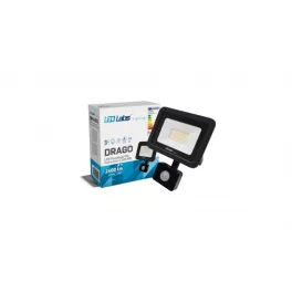   DRAGO mozgásérzékelős LED-reflektor, 90°, IP44, 30 W, Természetes fehér, fekete LAB-17-0000-12 LED Labs