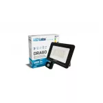 DRAGO mozgásérzékelős LED-reflektor, 90°, IP44, 50 W, Természetes fehér, fekete LAB-17-0000-13 LED Labs