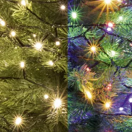   Home LED 205/WW/M LED-es DUAL COLOR fényfüzér, 14 m / 200 db melegfehér és színes LED, zöld vezeték, 5 fényprogram, hálózati adapter, kül- és beltéri kivitel, LED_205_WW_M