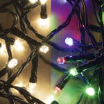 Home LED 205/WW/M LED-es DUAL COLOR fényfüzér, 14 m / 200 db melegfehér és színes LED, zöld vezeték, 5 fényprogram, hálózati adapter, kül- és beltéri kivitel, LED_205_WW_M