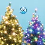 Home LED 205/WW/M LED-es DUAL COLOR fényfüzér, 14 m / 200 db melegfehér és színes LED, zöld vezeték, 5 fényprogram, hálózati adapter, kül- és beltéri kivitel, LED_205_WW_M
