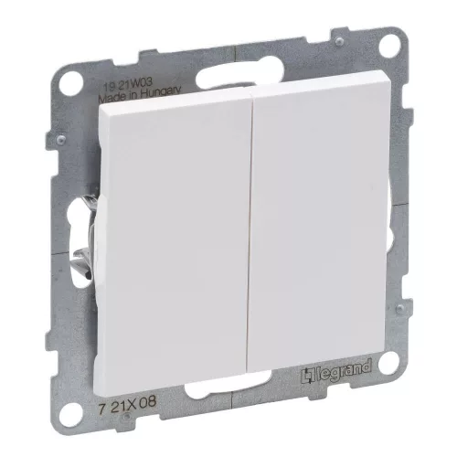 Legrand Suno kettős váltókapcsoló 10AX, fehér (106+6), Legrand 721108