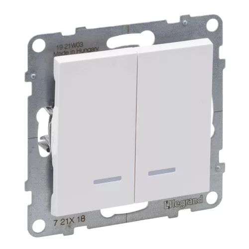 Legrand Suno kettős váltókapcsoló jelzőfénnyel 10AX, fehér (106+6), Legrand 721118