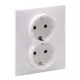 Legrand Suno 2x2P+F csatlakozóaljzat kerettel (rugós), biztonsági zsaluval, komplett, fehér, Legrand 721126