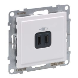   Legrand Suno 2xUSB-C csatlakozóaljzat, 3 A - 15 W, fehér, Legrand 721131