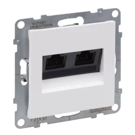   Legrand Suno 2xRJ45 Cat.5E UTP csatlakozóaljzat, fehér, Legrand 721151