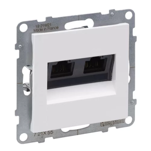 Legrand Suno 2xRJ45 Cat.6A UTP csatlakozóaljzat, fehér, Legrand 721155