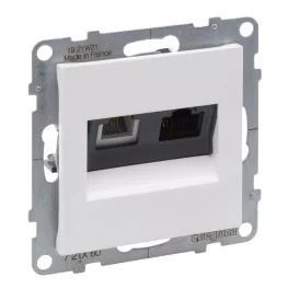   Legrand Suno RJ 11 + RJ 45 Cat.6 UTP csatlakozóaljzat, fehér, Legrand 721160