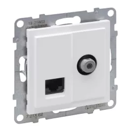   Legrand Suno TV "F" típus, végzáró + RJ45 Cat. 6 UTP csatlakozóaljzat, fehér, Legrand 721162