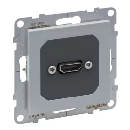   Legrand Suno elővezetékelt HDMI 1.4 típusú csatlakozóaljzat, 15 cm kábellel szállítva, alumínium, Legrand 721349