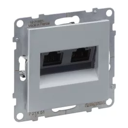   Legrand Suno 2xRJ45 Cat.5E UTP csatlakozóaljzat, alumínium, Legrand 721351