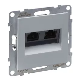   Legrand Suno 2xRJ45 Cat.6A UTP csatlakozóaljzat, alumínium, Legrand 721355