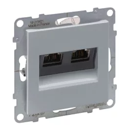   Legrand Suno 2xRJ45 Cat.6 STP csatlakozóaljzat, alumínium, Legrand 721357