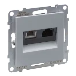   Legrand Suno RJ 11 + RJ 45 Cat.6 UTP csatlakozóaljzat, alumínium, Legrand 721360