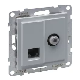   Legrand Suno TV "F" típus, végzáró + RJ45 Cat. 6 UTP csatlakozóaljzat, alumínium, Legrand 721362