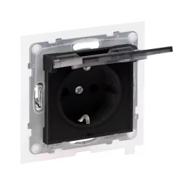   Legrand Suno 2P+F csatlakozóaljzat (rugós), biztonsági zsaluval, IP44, fekete, Legrand 721423