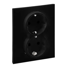   Legrand Suno 2x2P+F csatlakozóaljzat kerettel (rugós), biztonsági zsaluval, komplett, fekete, Legrand 721426